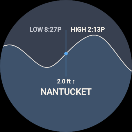 The tide page in the app for Nantucket